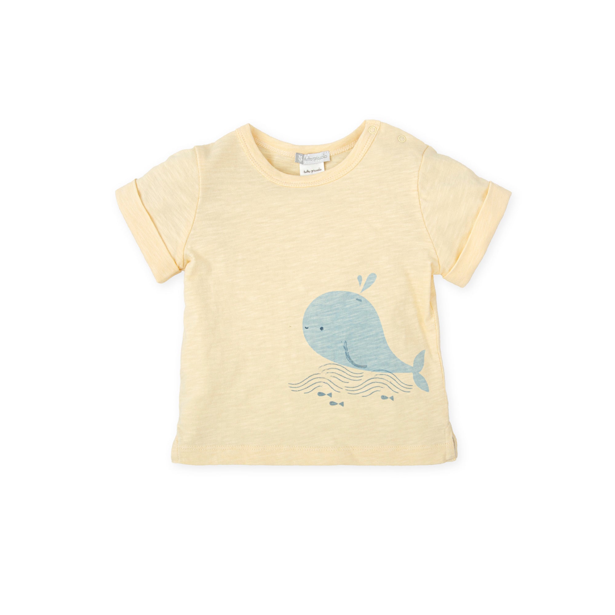 Whale Print Baby T-Shirt – Pale Yellow | 100% Cotton