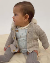 HOODED KNIT COAT IN TAUPE COLOR