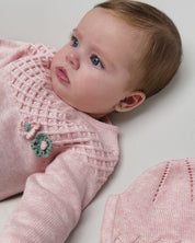 BABY KNIT FOOTIE ROMPER IN SOFT PINK