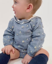 LONG SLEEVE WITH SAILOR COLLAR BABY ROMPER