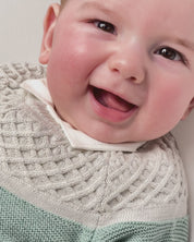 BABY SWEATER IN GREEN & CREAM