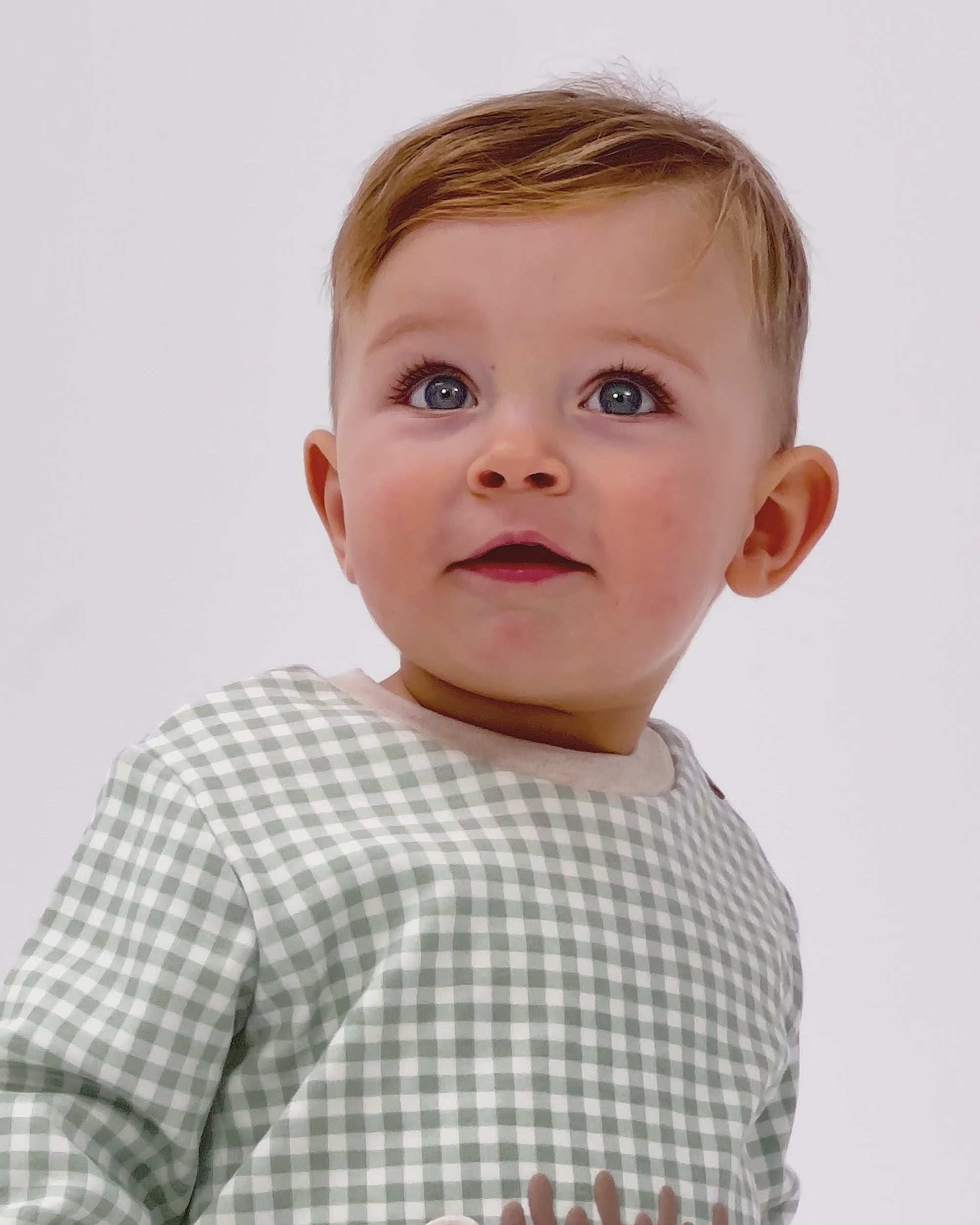 TWO-PIECE BABY SET IN GREEN GINGHAM