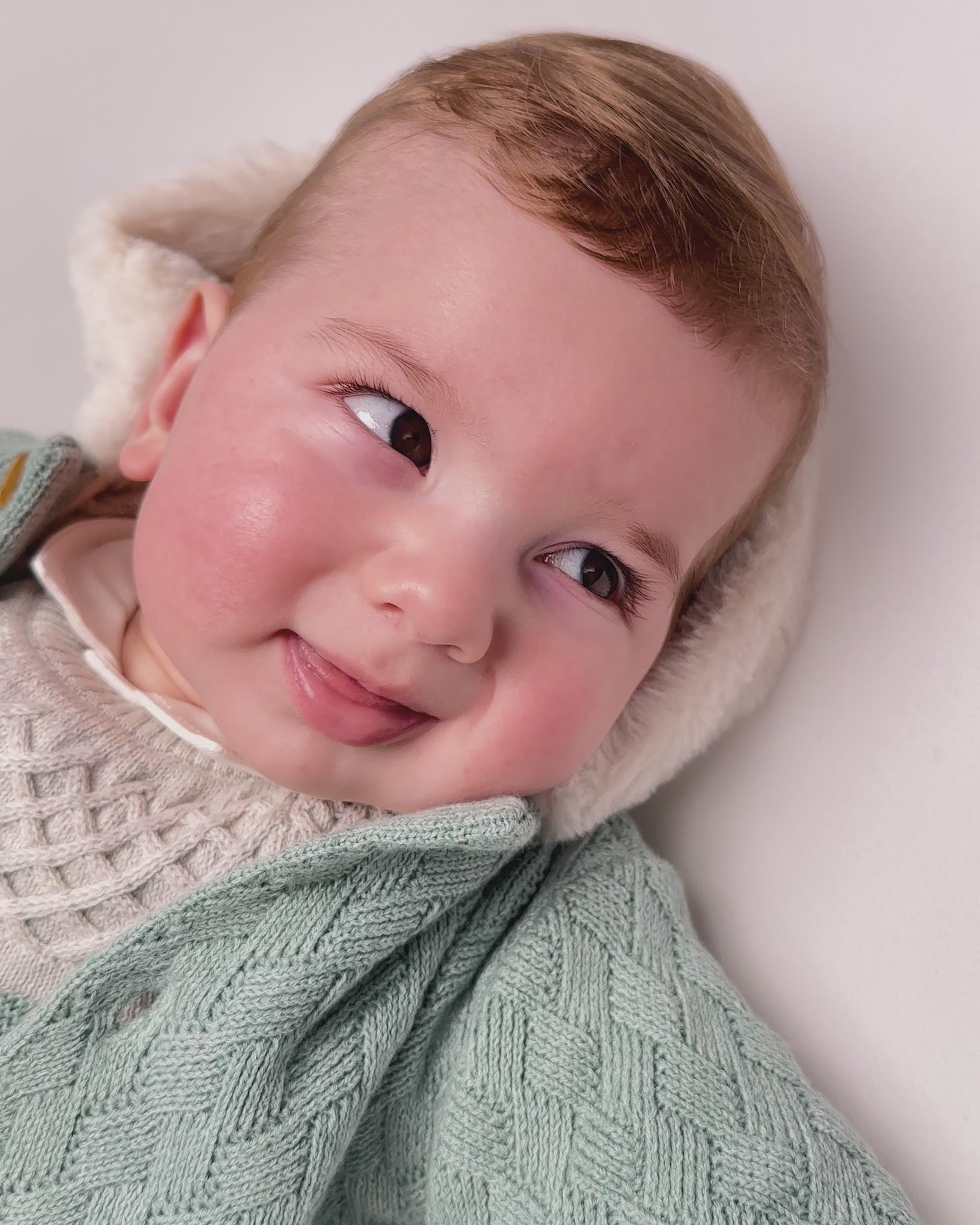 BABY KNIT COAT IN SAGE GREEN